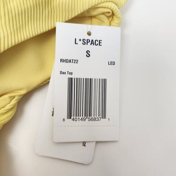 L*Space Dax Bikini Top in Yellow Ribbed Size Small Lace Up NWT - Picture 6 of 6